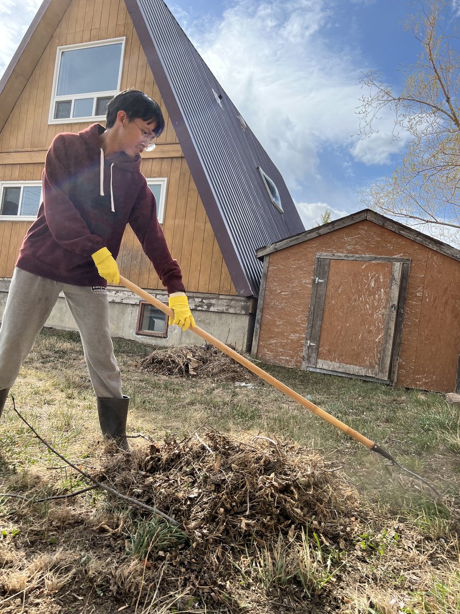 RJ on the job doing yard cleanup in Duchess, Alberta